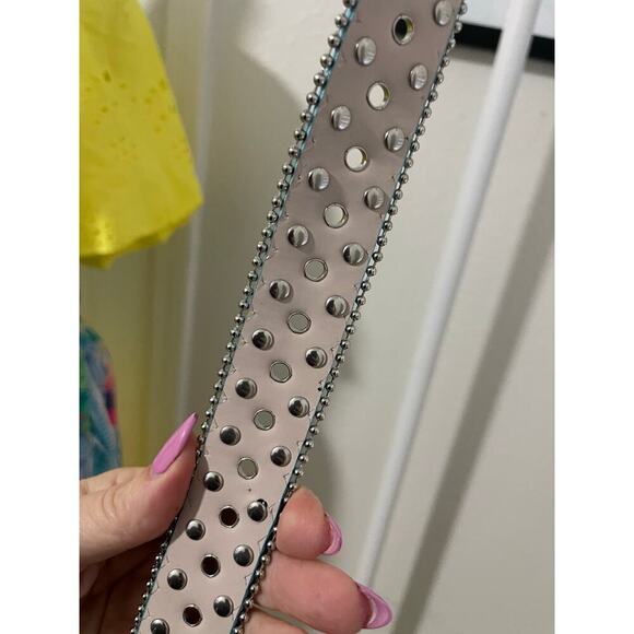 Blue and Silver Studded Rhinestone Glittery Western Belt - Picture 4 of 5